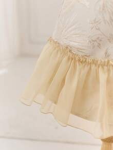 SHEIN 少女碎花领串珠休闲连衣裙 - 白色 - 查看 7