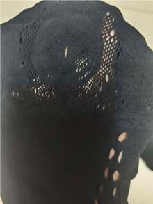 BamGleam 女士时尚性感长袖网纱上衣和裤子套装 - 黑色 - 查看 6