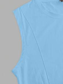 Manfinity Homme Men's Casual Letter Print Tank Top, Summer - Baby Blue - View 5