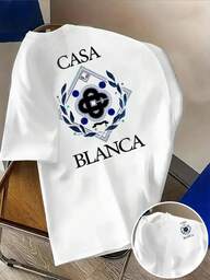 Glimmora Tricou casual cu mânecă scurtă și guler rotund, croială lejeră, pentru bărbați