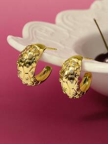 Glisma 18 K vergoldete strukturierte Creolen, Vintage, elegant, für Mutter/Frauen/Mädchen, Premium, Valentinstag, Geschenk