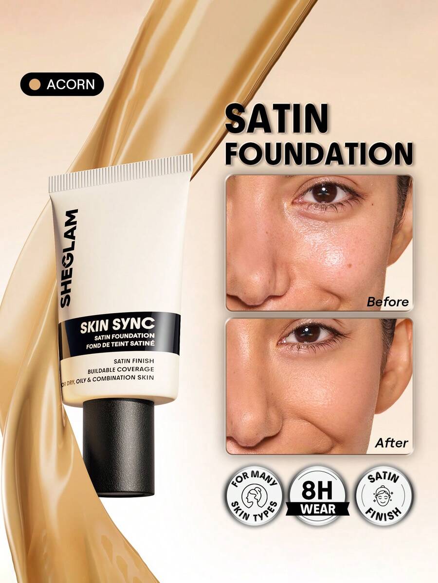 SHEGLAM Skin Sync Satin Kem NềN-Acorn ThươNg HiệU LàM đẹP Trang đIểM Mỹ PhẩM Cho Phụ Nữ Và Cô GáI HoàN HảO Cho MùA Hè MùA XuâN Lý TưởNg Cho Y2K ThờI Trang Sang TrọNg Phù HợP Cho Sinh NhậT NgàY CủA Mẹ Quà TặNg TiệC SẵN SàNg MàU SắC TốT NhấT - Acorn - Xem 1