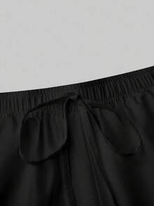 PopScrub Women's Fashion V-Neck Short Sleeve Pocket Scrub Top & Pants Set With Cartoon Animal Paw Print & Bone Pattern, Suitable For Spring/Summer Scrubs For Women Set Womens Scrub Set Veterinary Scrubs Paw Print Scrubs Animal Print Scrubs - Black - View 6