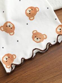 2件套女童白色小熊印花圆领针织长袖上衣和裤子套装，柔软亲肤，适合春夏穿着 - 彩色 - 查看 11