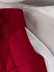 SHEIN Teen GirlCasual All-Match Versatile Sleeveless Short Padded Vest, Autumn/Winter - Burgundy - View 6