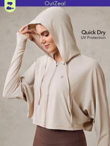 OutZeal 防紫外线 UPF50+ 速干交叉后背防晒夹克度假休闲夏季 - 卡其色 - 查看 13