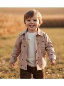 Loomiva 男婴可爱圣诞树和汽车图案长袖衬衫，适合秋冬季外出、居家、度假等场合 - 彩色 - 查看 1