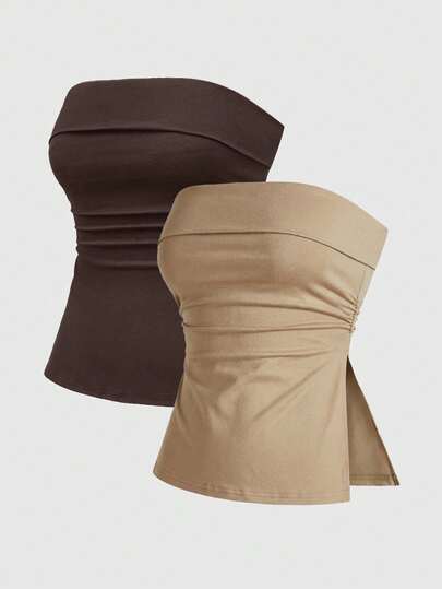 Grunge Punk ملابس علوية نسائي بقصة مقسومة ذو لون أسود وأبيض أحادي اللون