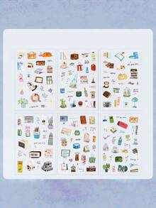 1套防水纸质DIY手工装饰贴纸,可爱卡通风格复古设计,多色Gouka贴纸,适合学生、手工爱好者、上班族、日记本装饰、礼品包装、家居装饰、学校用品、剪贴簿用品、日记贴纸、计划本配件、DIY手工用品 - 彩色 - 查看 10