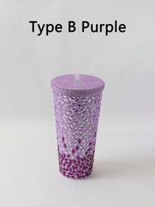 1pc 12 Oz (About 340 G) Sparkler Cup Handmade Rhinestone Set, Built-In Double Plastic Cup With Lid, Straw - Perfect For DIY Custom, Iced Coffee And Water, Home Office Party Beach, Ladies Gift - Multicolor - View 24