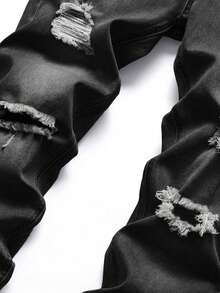 Manfinity LEGND Men's Pocket Distressed Skinny Casual Jeans - Dark Grey - View 5