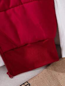 SHEIN Teen GirlCasual All-Match Versatile Sleeveless Short Padded Vest, Autumn/Winter - Burgundy - View 7