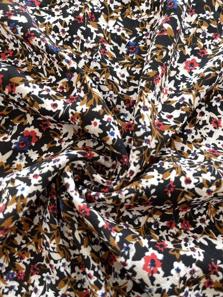 Plus Size Women's Early Spring 3/4 Sleeve Wine Red Printed Shirt Summer,Vacation Holiday Beach Vacation Long Brown Blouse
