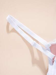 1pc Sexy Lace Simple Gather & Lift Wireless Bra For Small Bust - White - View 3