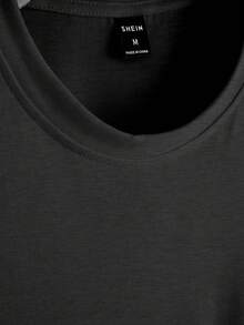 Manfinity LEGND 男士休闲印花圆领落肩T恤 - 深灰色 - 查看 3