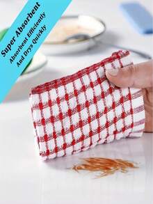 5 Buah Kain Pembersih Kotak-kotak yang Dapat Digunakan Kembali, Warna Acak, Gaya Nordik, Handuk Dapur untuk Mencuci Piring, Membersihkan Meja, Perlengkapan Rumah dan Kafe, serta Kain Pengering Penting - MultiWarna - View 4