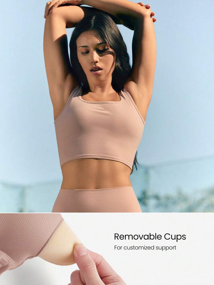 FeatherFit™ U Back Cutout Active Crossover Tank Top Light Support Low Impact Yoga Pilates Daily Spring Summer
