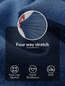 SHEIN PETITE Casual Washed High Waist Straight Leg Jeans - Medium Wash - View 7