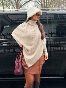 NegzBox Button Detail Turtleneck Casual Women's Sweater,Long Sleeve Tops Knit Pullover Fall Winter Outfit - Khaki - View 4