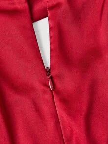 SHEIN MOD Elegant Red Draped Neck Sleeveless Satin Mini Dress, Valentine's Day Dress,Wedding,Elegant Dresses,Red Dress,Wedding Guest Dress For Women, Spring/Summer Outfits,Party, Red Outfits For Women, Red Satin Dress,,Wedding,Birthday Dress,Elegant Dresses - Red - View 4