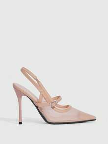 CUCCOO SZL 女士尖头搭扣设计优雅高跟鞋，适合日常通勤 - 粉色 - 查看 6