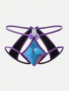 DrisQ Men's Laser Cutout Bow Decor Sexy Briefs - Purple - View 6