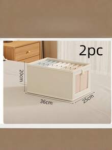 1/2PCS Foldable Clothing Storage Box, Wardrobe Fabric View Window Cotton-Linen Clothing/Jeans Storage Box, Living Room Toy/Clutter Organizer Box. - White - View 5