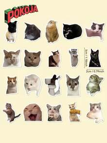 POKOJA LAND POKOJA LAND 101 Pieces Of Cat Expression Sticker Set, High Quality, No Battery, A Small Amount Of Feathers, Suitable For Diary, Scrapbook, DIY Handmade, Laptop, Mobile Phone Case, Holiday Birthday Gift Choice