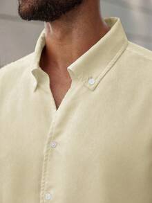 Manfinity Homme Plus Size Men's Solid Color Casual Long Sleeve Shirt Men's Long Sleeve Shirt Beige Men Shirt - Apricot - View 3