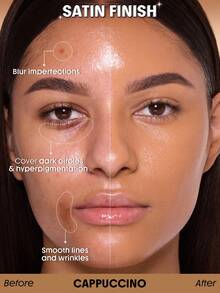 SHEGLAM Skin Sync Satin Base de Maquillaje-Cappuccino Marca Belleza Maquillaje Maquullaje Cosmética para Mujeres Niñas Perfecto para Invierno Primavera Verano Ideal para Y2K Elegante Moda Adecuado para Cumpleaños Día de la Madre Regalo Fiesta Listo Mejor Color - Cappuccino - Ver 3