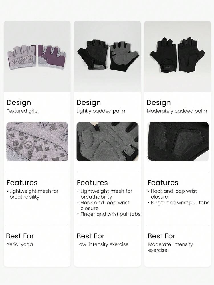 Get A Grip Stretchy Mesh Comfortable Fitness Gloves With Thicknend Palm Pad Gym Workout