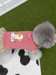 PETSIN Gilet et capuche en peluche de velours pour animaux de compagnie pour l'automne/l'hiver - Pull doux et chaud avec boucle de traction pour chiens, chats et petits animaux, à porter à l'intérieur/à l'extérieur - Rose bonbon - Voir 3
