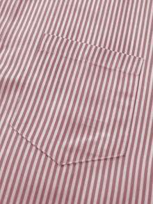 Manfinity Mode Camisa casual/de oficina de manga larga con bolsillo y de corte recto a rayas para hombres - Rojo y blanco - Ver 7