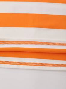 ROMWE MEN Men's Sparkling Diamond Striped Letter Print Long Sleeve Polo Shirt - Multicolor - View 6