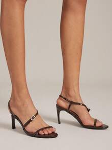 SHUZIA Women's Elegant Back Strap Stiletto Heeled Sandals - Chocolate Brown - View 4