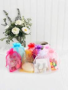 50/10PCS Clear Gift Bags, Available In Various Sizes, Suitable For Weddings, Parties, Travel, Birthdays, Anniversaries, And Other Occasions. Drawstring Organza Gift Bags, Perfect For Wrapping Jewelry, Candy, Stationery, And Other Small Items. Also Suitable For Decorations, Fruit Wrapping, And Insect-Proof Storage. Ideal For Parties And Catering Occasions, And A Perfect Choice For Holiday Gifts-Multiple Colors Available - Multicolor - View 4