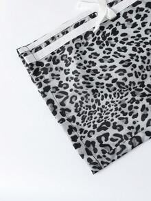 SHEIN Explorewe 青年休闲百搭街头风豹纹白色蝴蝶结3D阔腿宽松裤，适合假日、夏季和旅行 - 彩色 - 查看 4