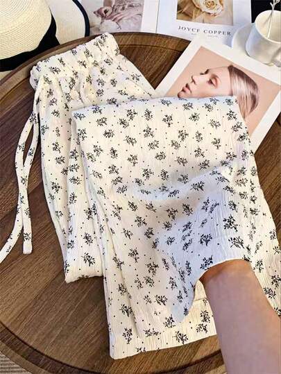 Franclia Plus Size French Texture Printed Versatile Regular Pants, Spring/Summer