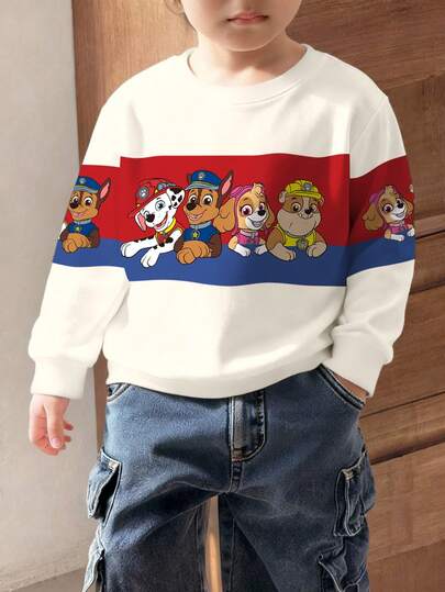 SHEIN | PAW Patrol Young Boy Casual Colorblock Dog Print Crew Neck Sweatshirt, Autumn