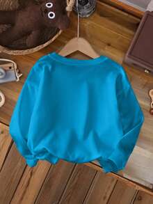 CoComelon X SHEIN Young Boy Casual Cartoon Pattern Crew Neck Sweatshirt, Autumn - White - View 2