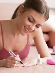 Teckwe 12-Head Electric Nail Grinder Kit, Multi-Functional Nail Drill, USB Rechargeable Nail Sander, Professional 4-Speed Nail File, Nail Polishing Care Shaping Tool, Manicure Tool, Great Gift For Women - Pink - View 6