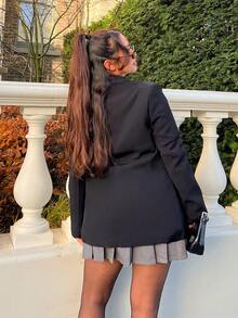 NegzBox Solid Shawl Collar Blazer Fall Cloth For Women - Black - View 2