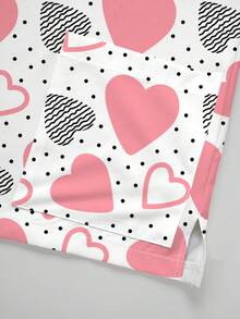PopScrub Women's V-Neck Short Sleeve Pink Heart & Polka Dot Cartoon Print Nursing Uniform Top, Fashionable For Spring/Summer Valentine's Day - Multicolor - View 5