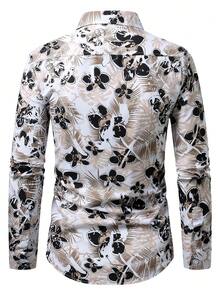 Manfinity Homme Men's Tropical Print Long Sleeve Casual Vacation Shirt - Multicolor - View 2