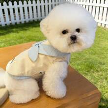 PETSIN Pet Autumn And Winter Stripe Bow Vest Teddy Schnauzer Small Cat Dog Coat Puppy Clothes Dog Clothes For Small Dogs - Blue - View 5