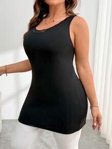 SHEIN Essnce 大码休闲百搭纯色蕾丝边吊带背心 - 彩色 - 查看 9