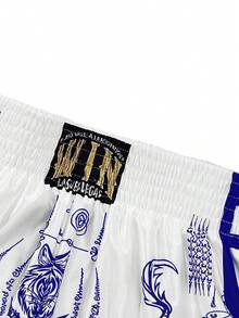 PAVTROS Bộ quần short nam Manfinity Streetrush, cạp chun, độ co giãn cao, cạp cao và phiên bản ngắn, quần short siêu ngắn, vải bóng với họa tiết "Rồng và Hổ đen trắng", quần đùi Thái, quần short bóng rổ thể thao thường ngày, xẻ tà bên hông, quần lót gợi cảm, trang phục thể thao thường ngày trẻ trung, đi làm và đi nghỉ, lựa chọn hàng đầu làm quà tặng cho bạn trai và chồng, trang phục cặp đôi - trắng - Xem 6