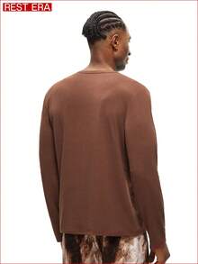 Rest Era Men's Letter Print Crew Neck Long Sleeve Loungewear Base Layer Top - Multicolor - View 2