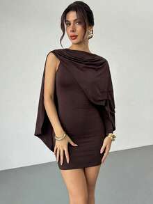 Firerie Elegante vestido mini chal de color púrpura-rojo para mujer, estilo vintage, adecuado para fiestas, citas, salidas, etc. / Vestido de fiesta / Vestido de fiesta elegante / Vestido de Año Nuevo / Vestidos elegantes para fiestas - Red Plum - Ver 4