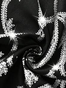 Cravure Bộ đồ nữ cỡ lớn phong cách cổ điển thanh lịch, áo sơ mi cổ chữ V thắt nơ in họa tiết lá vàng và quần cạp chun (Phong cách Thứ Tư) Bộ vest đen trắng Bộ vest cỡ lớn Bộ đồ đen trắng cỡ lớn dành cho nữ Bộ 2 món Bộ vest nữ sang trọng Bộ vest nữ sang trọng Bộ vest nữ sang trọng - Bạc - Xem 3